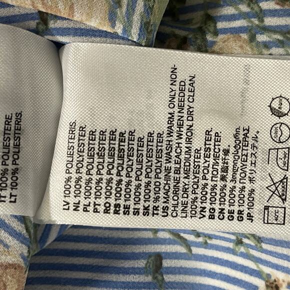 HM Blouse Size 8 Blue White Floral All Over Print Sleeveless Button Up Preppy - Picture 7 of 7